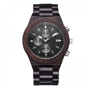 Reloj de madera Cronógrafo para hombre Multifunción Negro Ecológico Reloj de madera natural