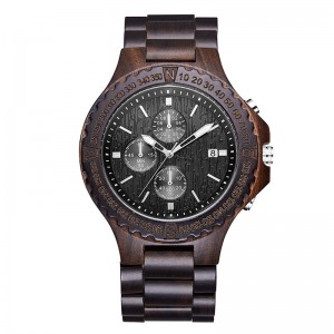 Reloj de pulsera con brazalete para hombre Reloj de madera deportivo simple